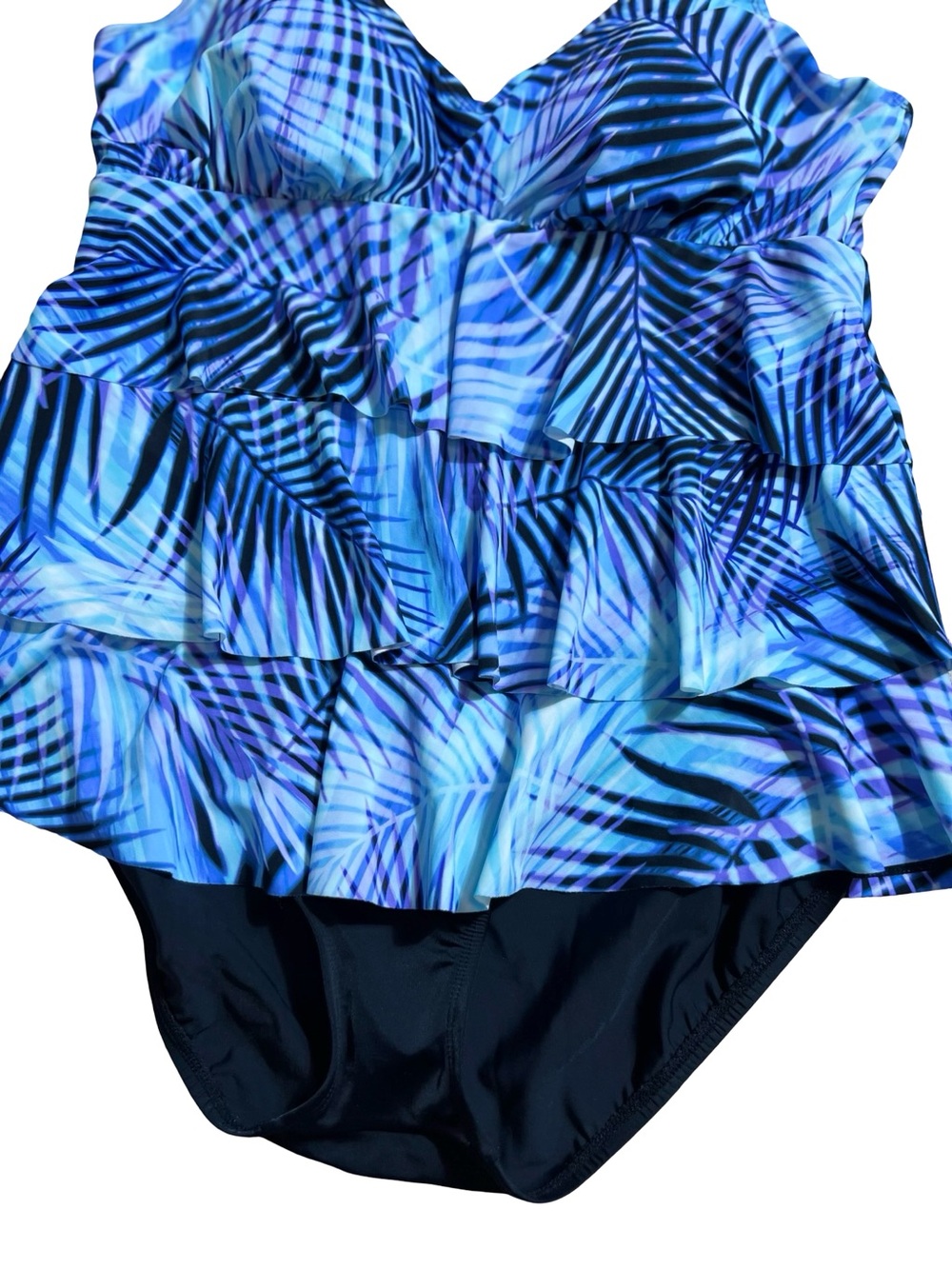 Swim Solutions women’s triple tier fauxkini one-piece swimsuit blue size 16 - Picture 6 of 12